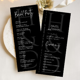 Programa Casamento Monograma Minimalista Moderno Preto e Br