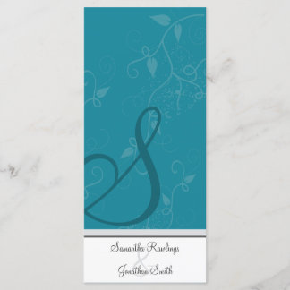 Programa Casamento - Monograma Turquoise Floral
