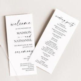 Programa Casamento Negra Branco Elegante Moderno Minimalist