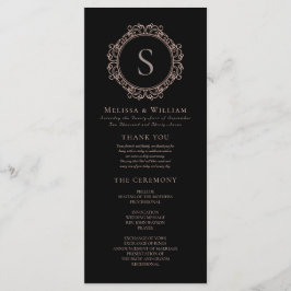 Programa Casamento Negra Clássico Elegante Monograma Modern