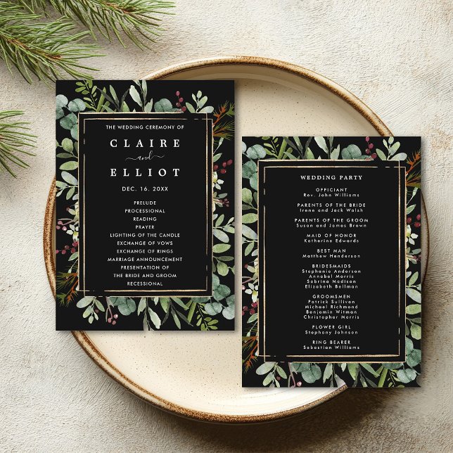 Programa Casamento Negra de Natal Feriado em Verde Botânico (Front & Back)