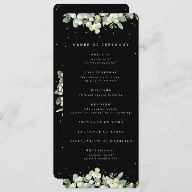 Programa Casamento no inverno Elegante Black Snowberry+Euca (Frente/Verso)