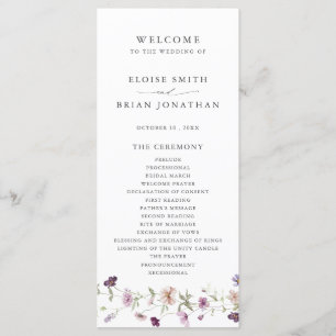 Programa Casamento no Jardim de Flores Silvestres Roxo Lava