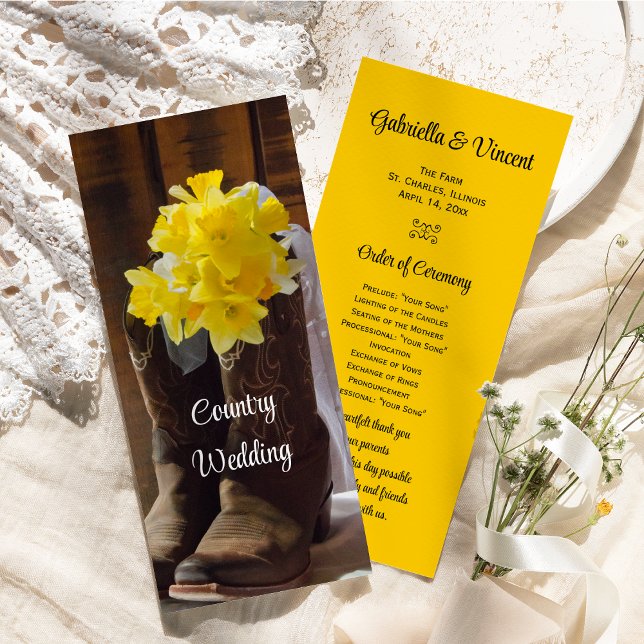 Programa Casamento Ocidental de Daffodils e Cowboy Boots (Criador carregado)