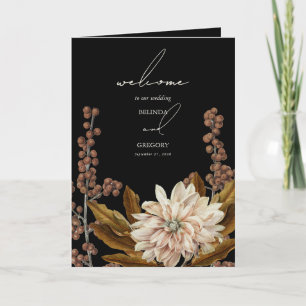 Programa Casamento outono de Aquarela Floral Preta