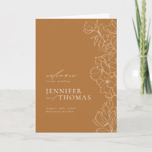Programa Casamento outono de ouro floral desenhado à mão El