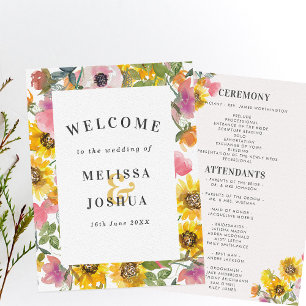 Programa Casamento Plana Floral Amarelo e Cor de Água Rosa