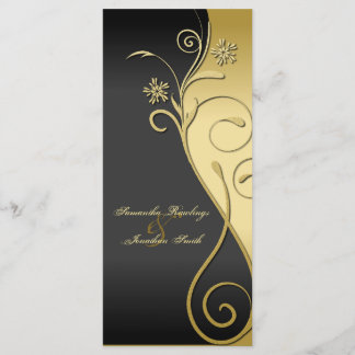 Programa Casamento - Preto Clássico e Dourado Flor