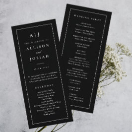 Programa Casamento Preto e Branco com Monograma Elegante