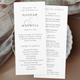 Programa Casamento Preto e Branco com Tipografia Elegante