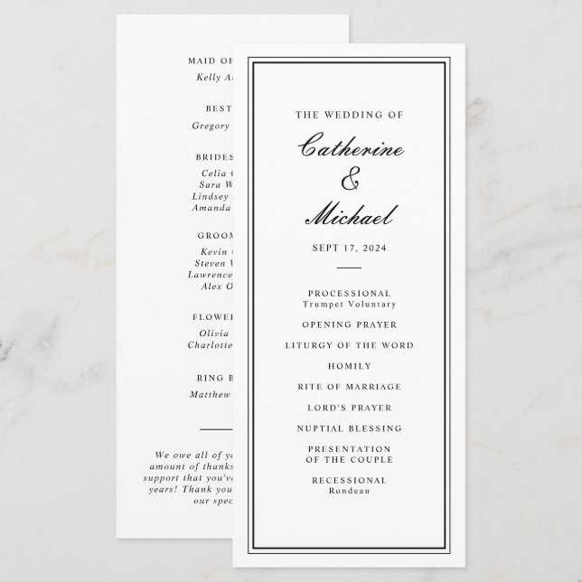 Programa Casamento Preto e Branco de Roteiro Clássico Absol (Frente/Verso)