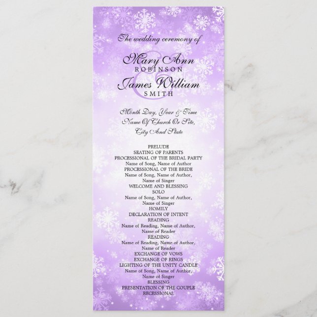 Programa Casamento Purple Winter Wonderland Sparkl (Frente)