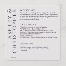 Programa Casamento Púrpura Escuro Elegante Moderno