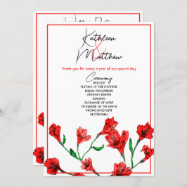 Programa Casamento Red Floral Watercolor