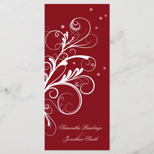 Programa Casamento Red White Floral Elegante (Frente)