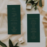 Programa Casamento Romântico de Monograma Verde<br><div class="desc">Este programa romântico de casamento de monograma de caligrafia verde é perfeito para um casamento simples. O clássico design moderno apresenta espirais de rico e turbilhões brancos com elegantes e elegantes champanhes de ouro falso. Inclua as iniciais dos casais, os nomes do casal, a data e o local do casamento,...</div>