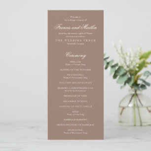 Programa Casamento Romântico Marrom Elegante