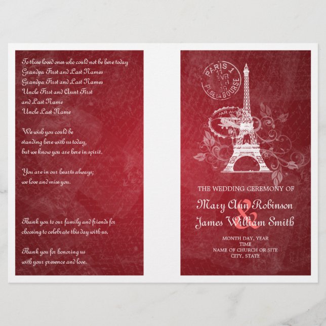 Programa Casamento Romântico Paris Vermelho (Frente)
