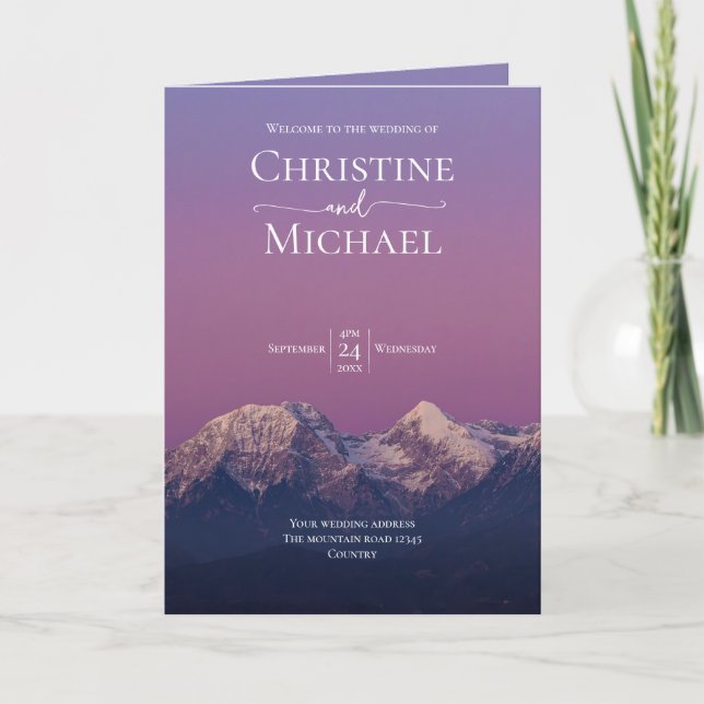 Programa Casamento roxo roxo de montanhas de neve (Frente)