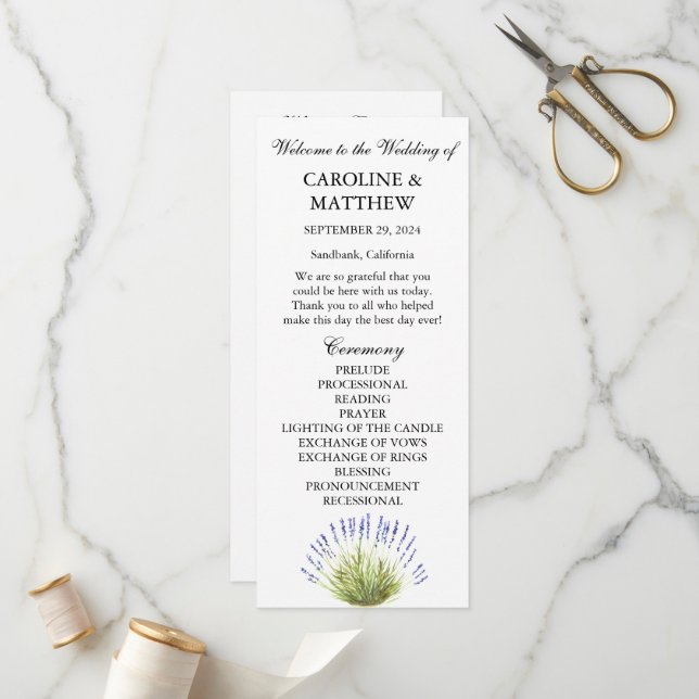 Programa Casamento Russo De lavanda Purple Floral Por Aquar (Frente/Verso In Situ)