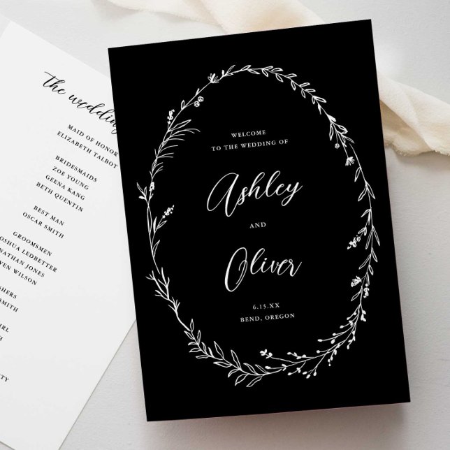 Programa Casamento Rustic Black & White Wreath (Criador carregado)