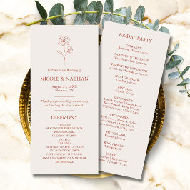 Programa Casamento Rustic Boho Flower Terracotta Brown