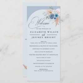Programa Casamento Rustic Calliografia Boho Dusty Blue Pamp