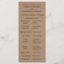Programa Casamento | Rustic Kraft Paper