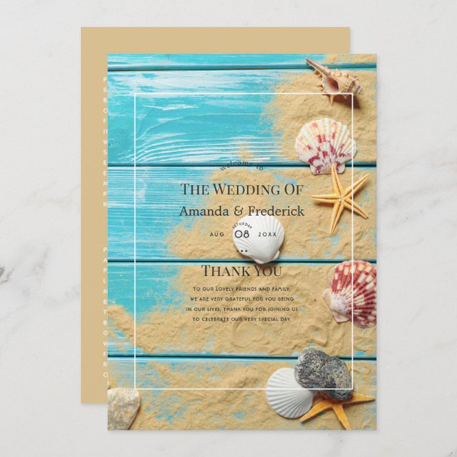 Programa Casamento Rustic Turquoise Beach (Frente/Verso)