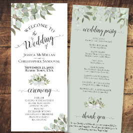 Programa Casamento Rustic Watercolor Eucalyptus & Greenery