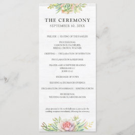 Programa Casamento Rustic Watercolor Succulent Desert Cactu