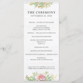 Programa Casamento Rustic Watercolor Succulent Desert Cactu