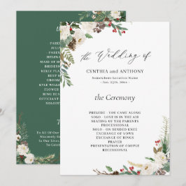 Programa Casamento Rustic Winter Floral Holly Berries