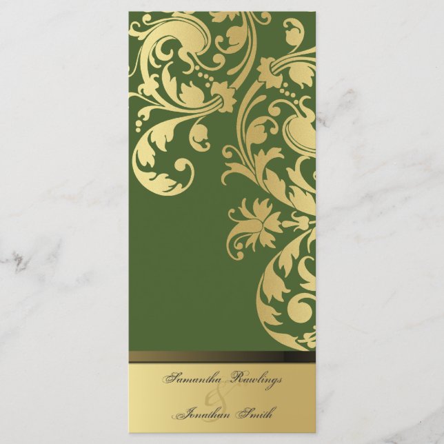 Programa Casamento - Shimmer Floral Verde e Dourad (Frente)