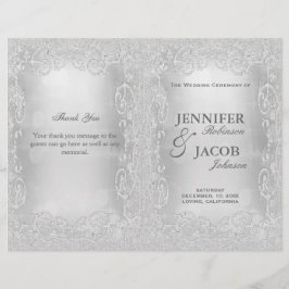 Programa Casamento Silver Faux Glitter Elegante