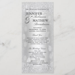 Programa Casamento Silver Faux Glitter Elegante