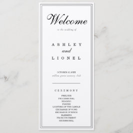 Programa Casamento Simples Branco e Preto do Monograma Clás