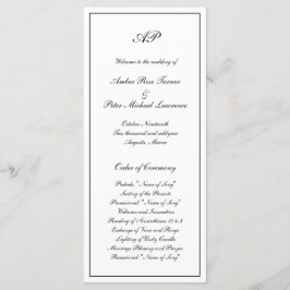 Programa Casamento Simples de Monograma Branco Branco Branc