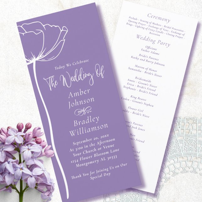 Programa Casamento Simples De Script Floral Branco Dusty Pu (Criador carregado)