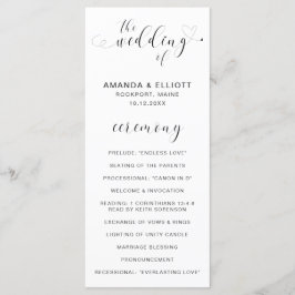 Programa Casamento Simples e Elegante com Coração Preto e B