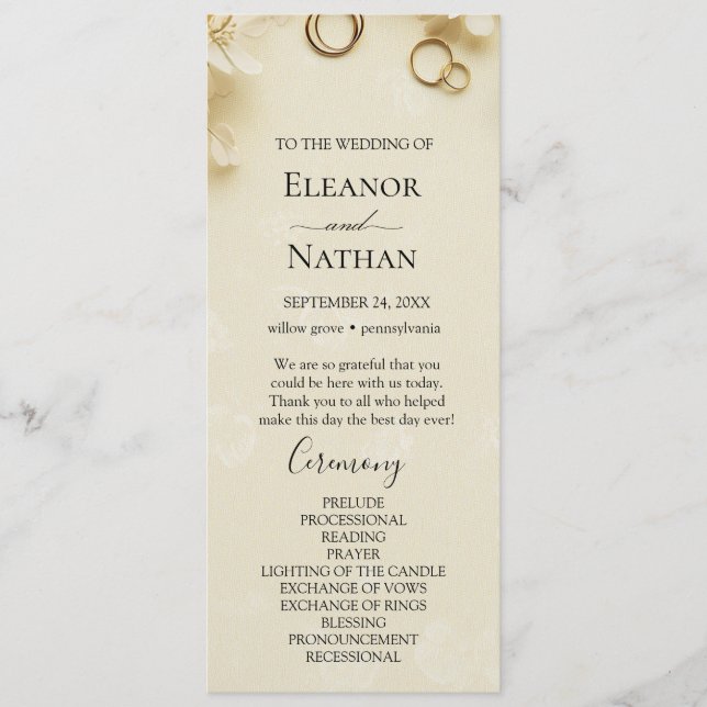 Programa Casamento simples e elegante de Beige (Frente)