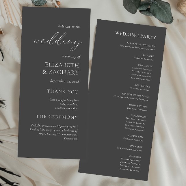 Programa Casamento Simples e Elegante em Cinza Carvão (Criador carregado)