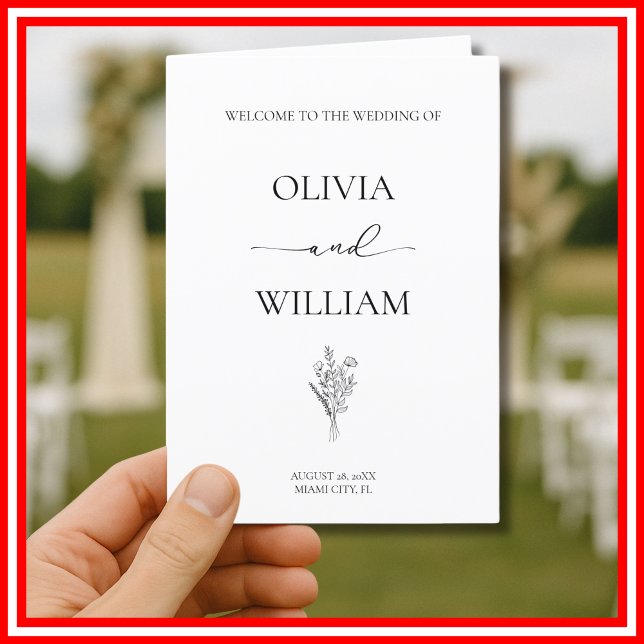 Programa Casamento Simples e Negro Elegante e Branco (Criador carregado)