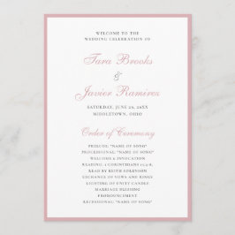 Programa Casamento Simples, Elegante Cor-de-Rosa, com Rosa