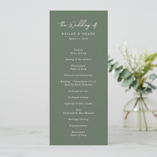 Programa Casamento Simples Moderno em Verde Oliva