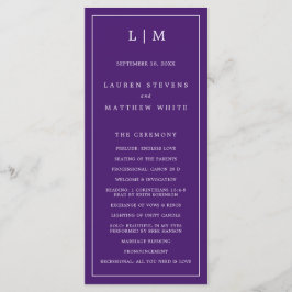 Programa Casamento Simples Monograma Roxo Elegante