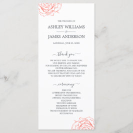 Programa Casamento Simples Rosa de Coral Floral Chic Script