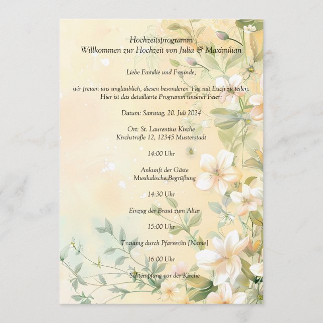 Programa Casamento sofisticado em pastel (Frente)