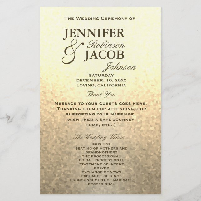 Programa Casamento | Suave Dourada Literatura (Frente)