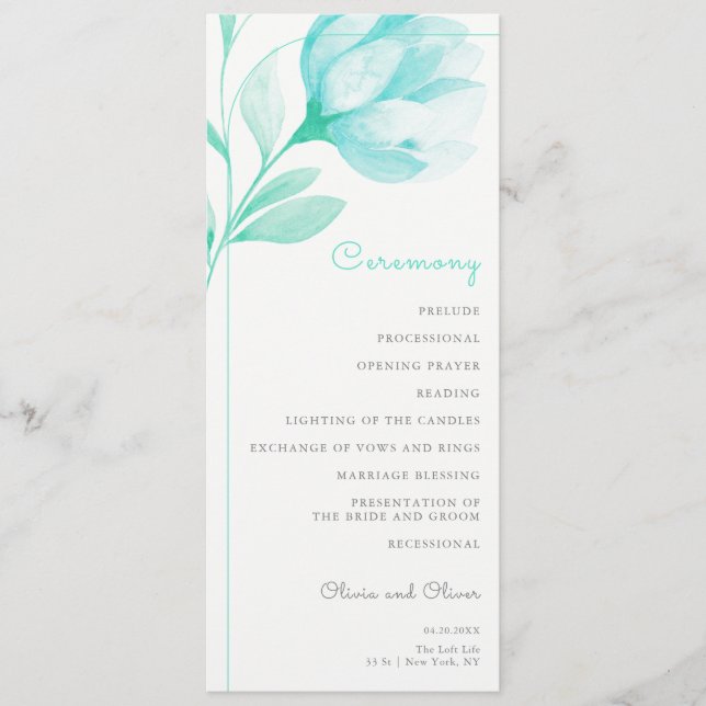 Programa Casamento Teal Peonies (Frente)